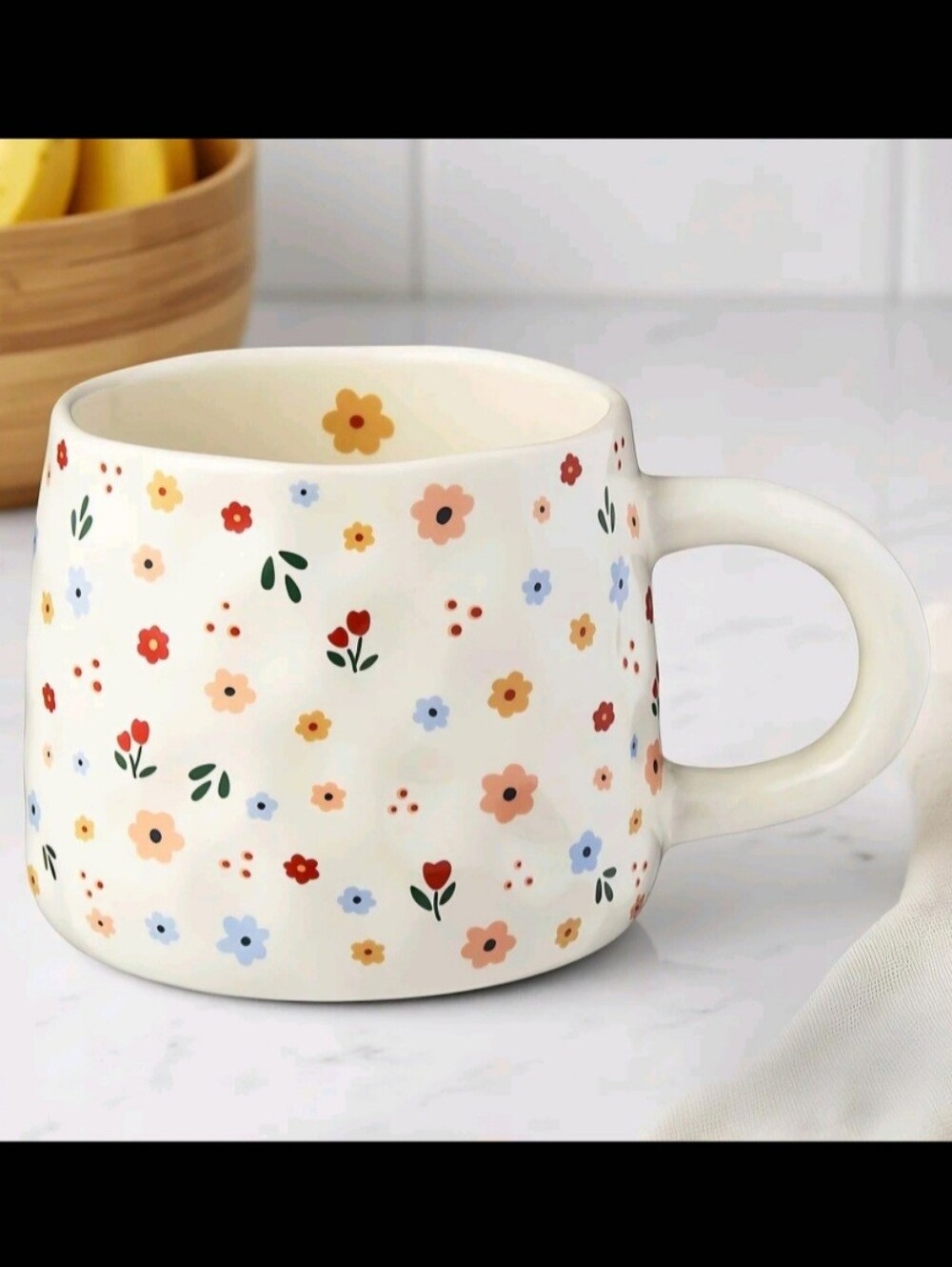 MAINSTAYS Stoneware 13.5oz Floral Mug